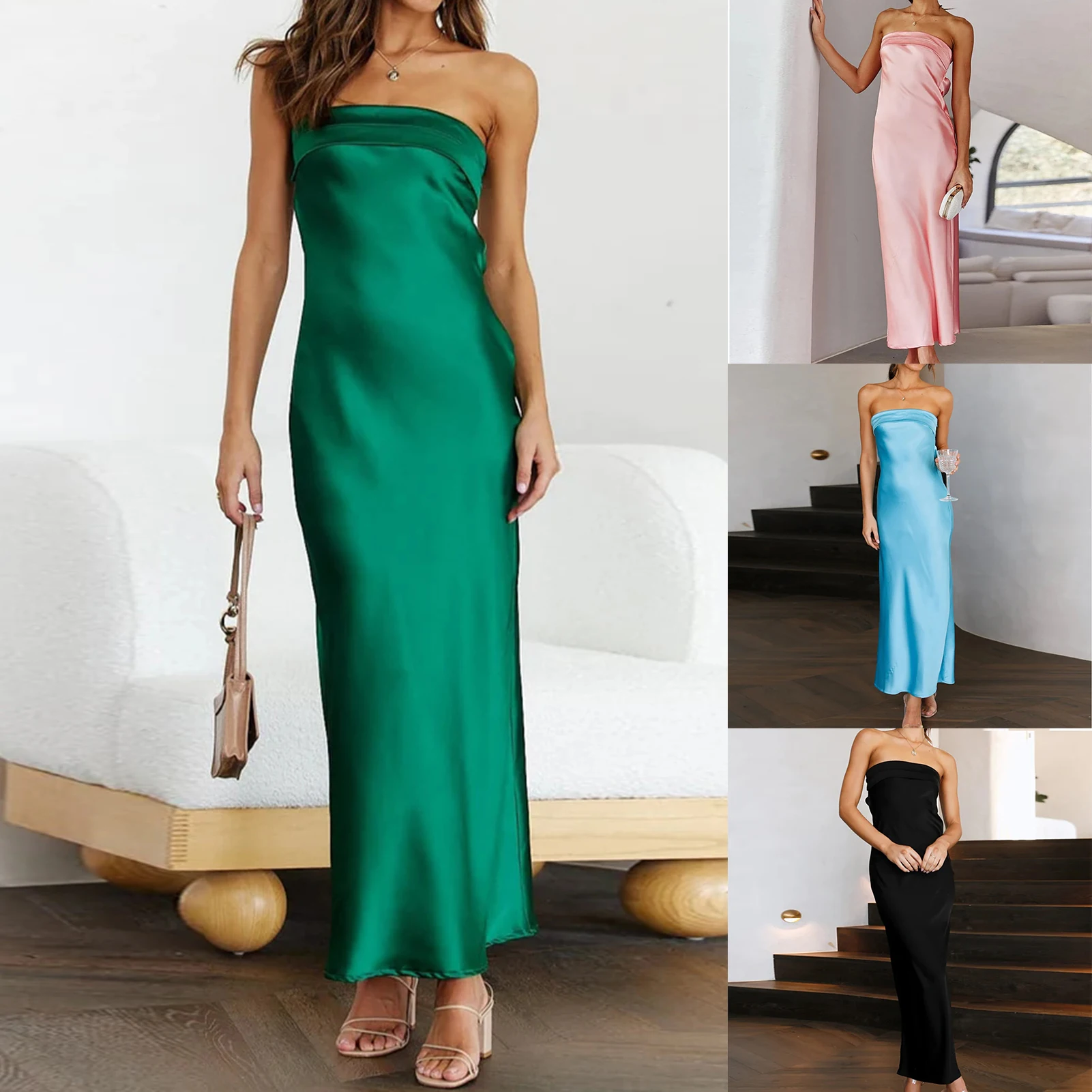 

Женское винтажное платье макси без рукавов, летнее женское платье без бретелек, открытые плечи, свободный крой, коктейльный костюм