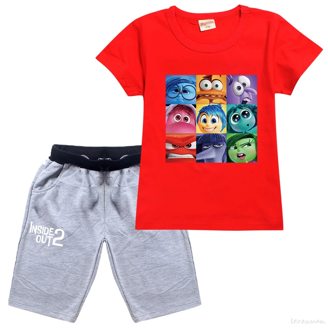2 шт. футболка с коротким рукавом и шорты мультяшным принтом