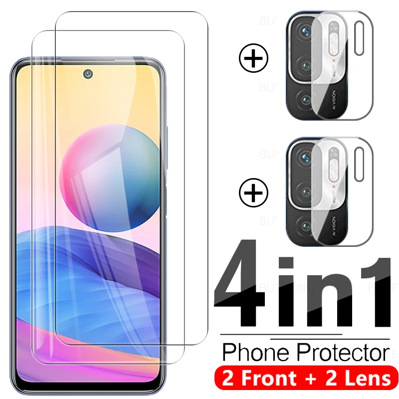 

4in1 Tempered Glass Case for Xiaomi Redmi Note 10 5G HD Film for Redmi Note 11 10 9 8 Pro Max 10S 9T 8T 7 Camera Protective Film