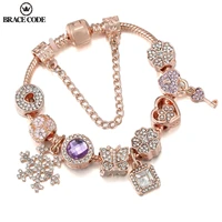 rose gold charm women bracelet with rhinestones love petals crystal charm suitable for ladies bracelet jewelry gifts
