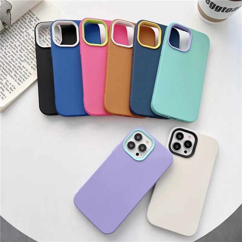 

Liquid Silicone Skin Feel Case For iPhone 14 13 11 12 Pro mini 6 6S 7 8 Plus XR XS Max SE 3in1 Movable Acrylic PC Frame Cover