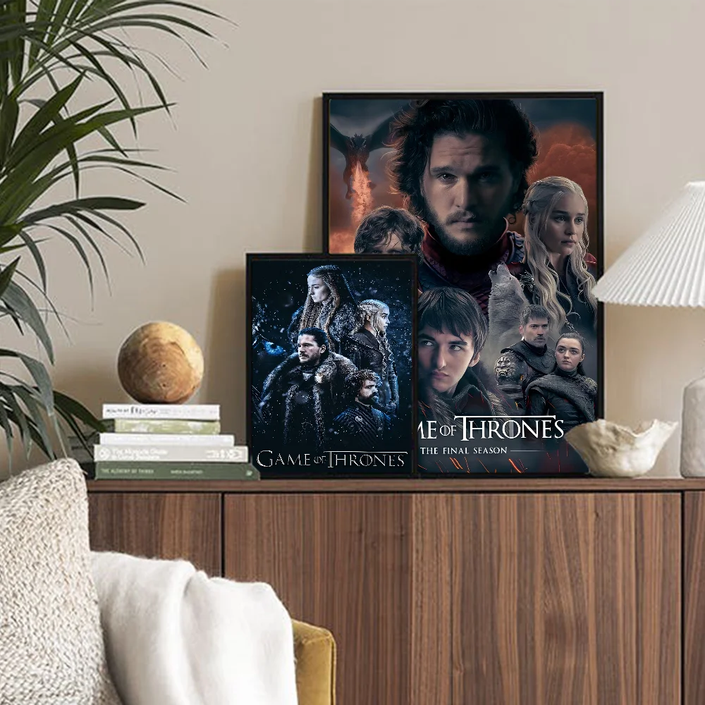 TV-G-Game Of Thrones Anime Posters Sticky Waterproof Paper Sticker Coffee House Bar Kawaii Room Decor