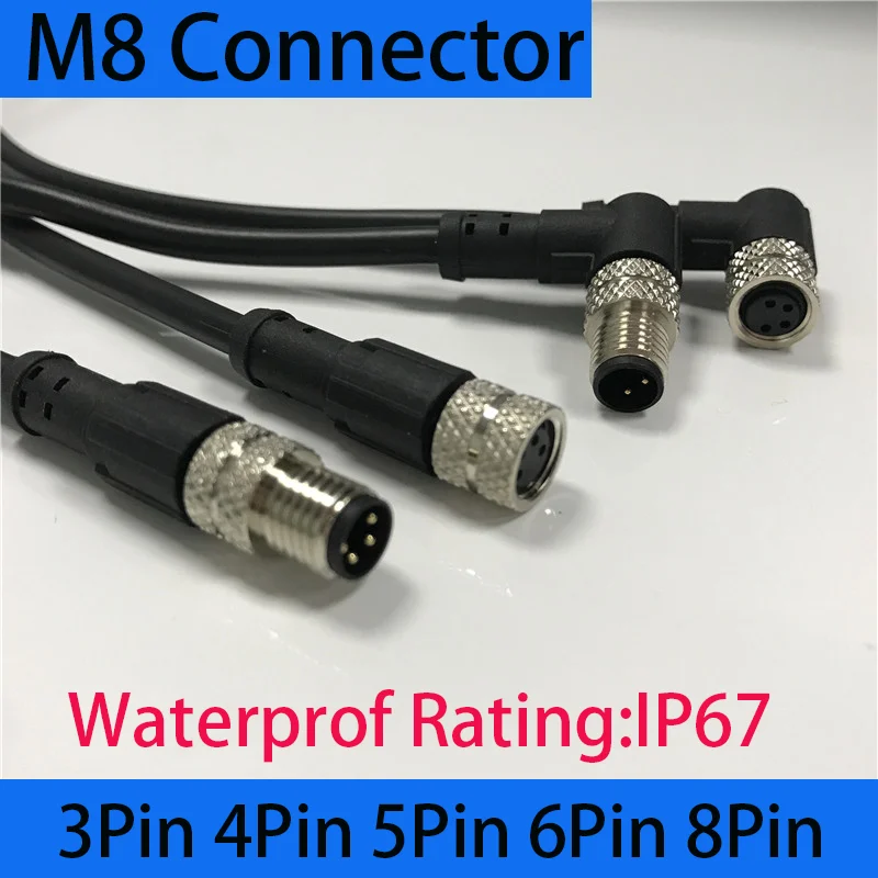 

Free Shipping M8 Wire and Cable Connectors 3 4 5 6 8Pin Aviation Plugs Instrument Par Waterproof IP67 Used for Transmission