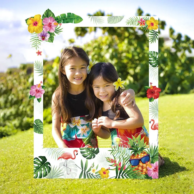 

Hawaii Photo Frame Photo Props Flamingo Party Turtle Leaf Tropic Forest Theme Decor Hawaii Party Baby Shower Party Decor