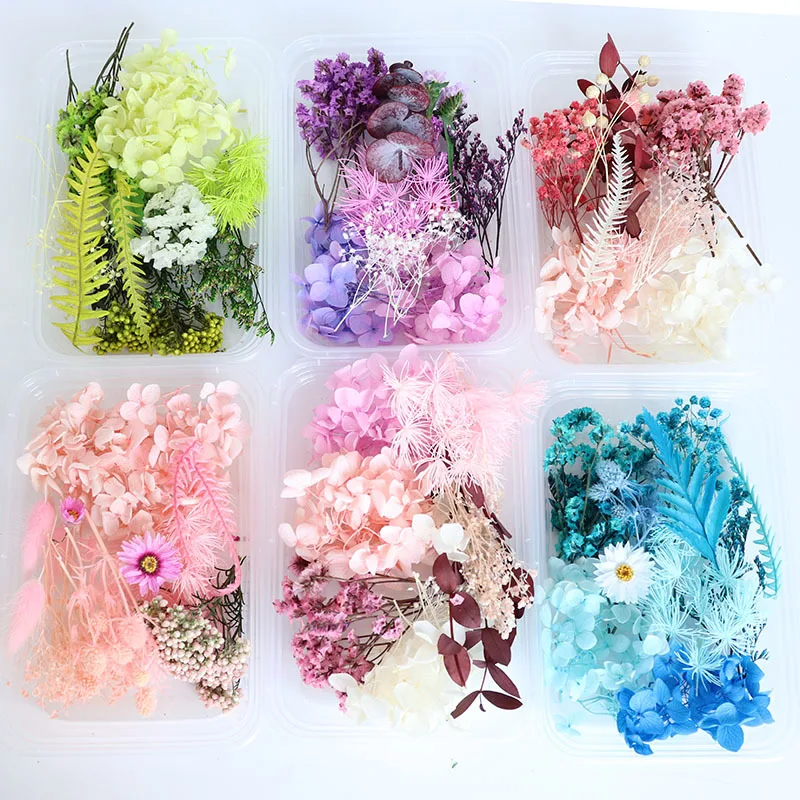 

1 Box Christmas DIY Dried Flower Material Package Hydrangea Rabbittail Flower Group Fan Aromatherapy Floating Flower Home Decor