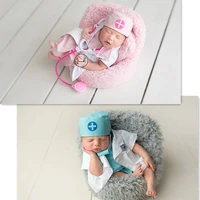 baby photography props theme costume little doctor full moon baby photo clothes girl boy photo accessories mini stethoscope prop