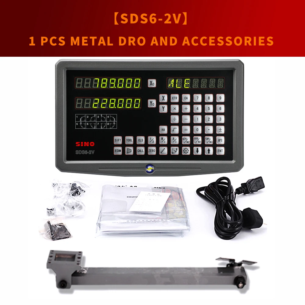 

SINO SDS6-2V 2-осевой цифровой дисплей и KA-300 и KA-500 Цифровая оптическая линейная стеклянная шкала Линейка Фрезерный станок Токарный станок DRO