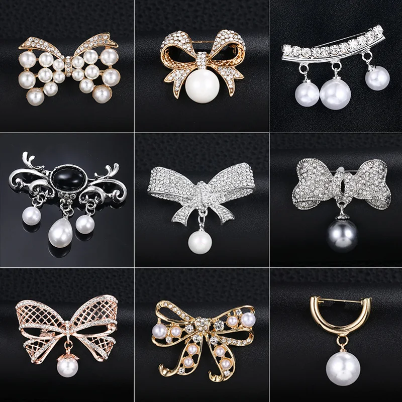 

Women's Pearl Brooch Rhinestone Bow Imitation Pearl Pendant Brooches Tassel Pins Bouquet Wedding Clothing Dress Accessories