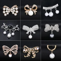 womens pearl brooch rhinestone bow imitation pearl pendant brooches tassel pins bouquet wedding clothing dress accessories