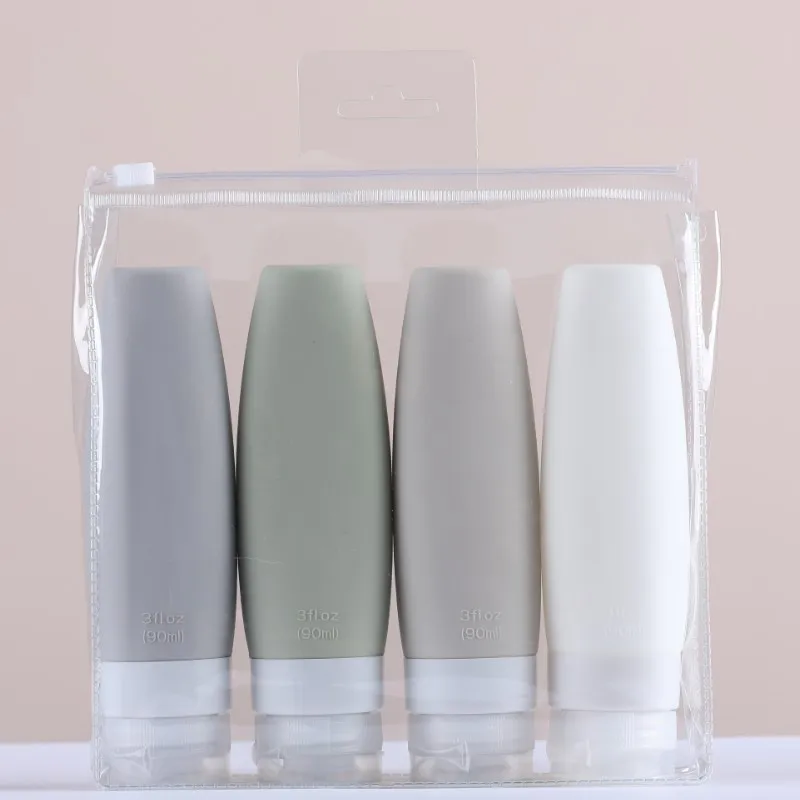 60/90ml Portable Silicone Travel Bottle Liquid Container Empty Refillable Packing Lotion Points Shampoo Container Cream Trip