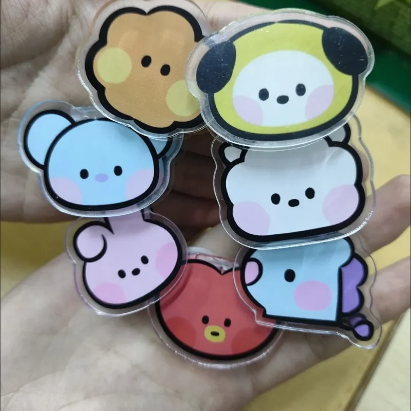 Фото BT21 акриловый зажим для заметок, аниме, мультфильм TATA CHIMMY, зажим для хранения информации для студентов, многофункциональный двусторонний зажим, подарки №5