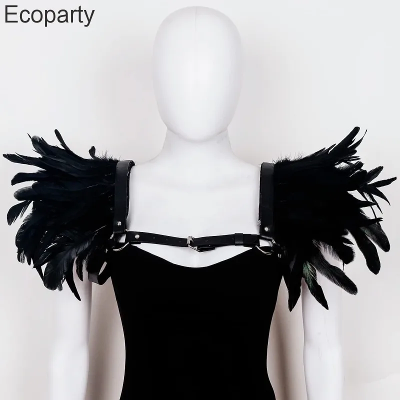 Новая шаль в средневековом готическом стиле с перьями накидка-болеро на плечо