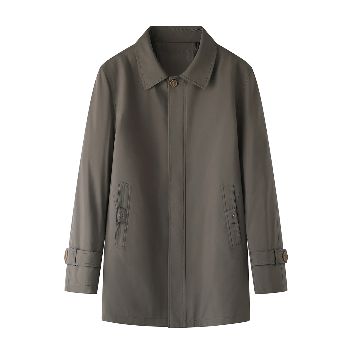

Men's new solid lapel casual trench coat