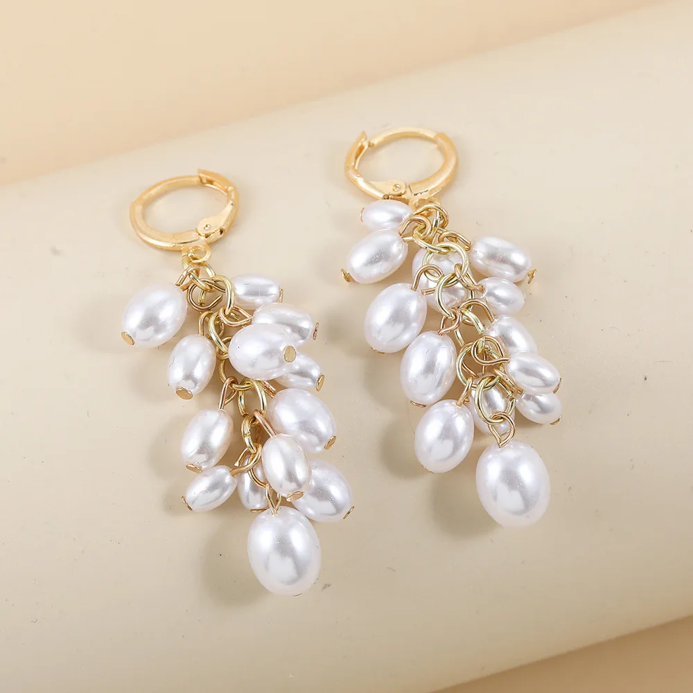 

Pearl Tassel Drop Earrings For Women Vintage Sweet Imitation Pearls Dangle Earring Wedding Party Jewelry Accessories Gift Mujer