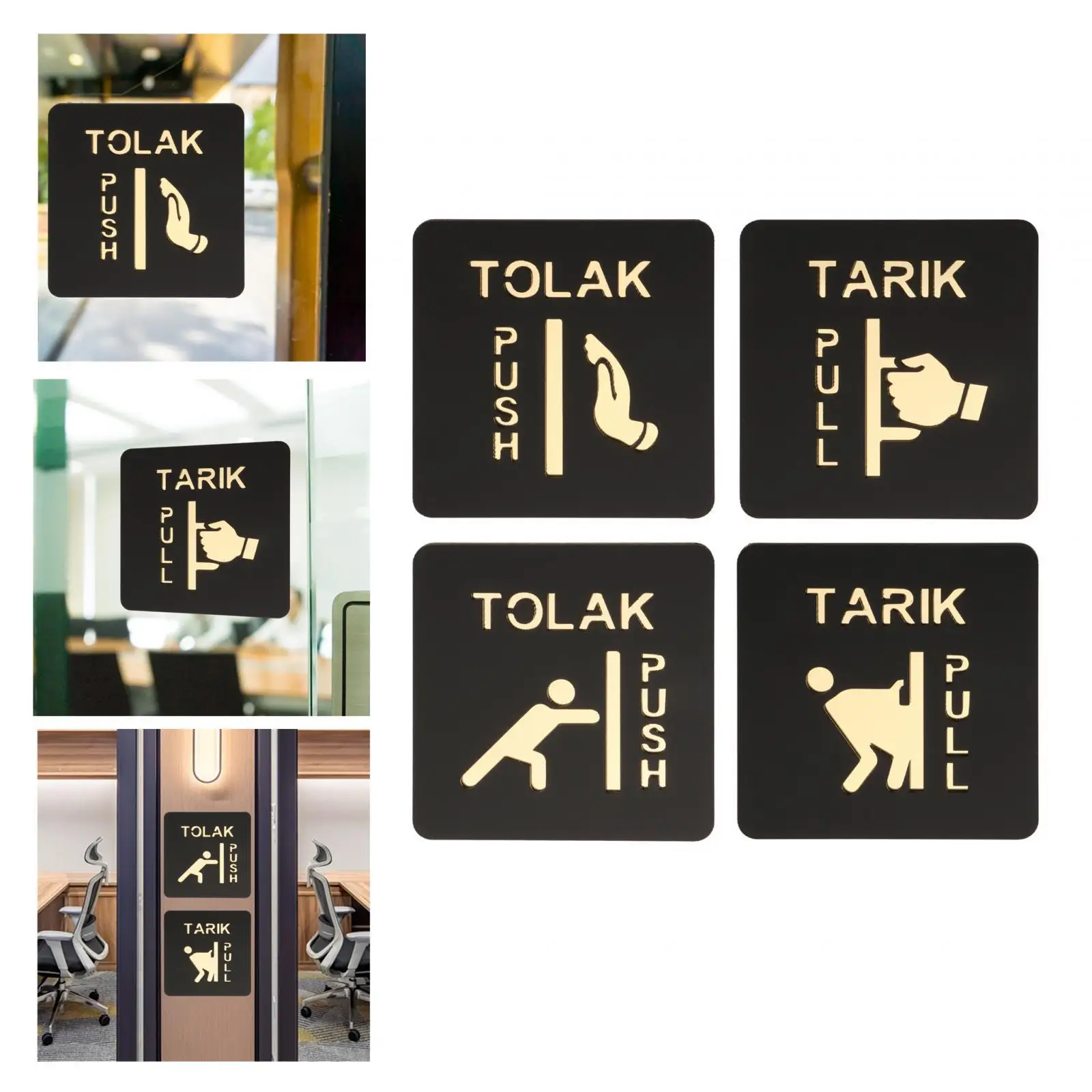 Glass Doors Push Pull Signs Restroom Sign Door Entrance Signage for Hotels Stores Cafe Indoor Outdoor Bars