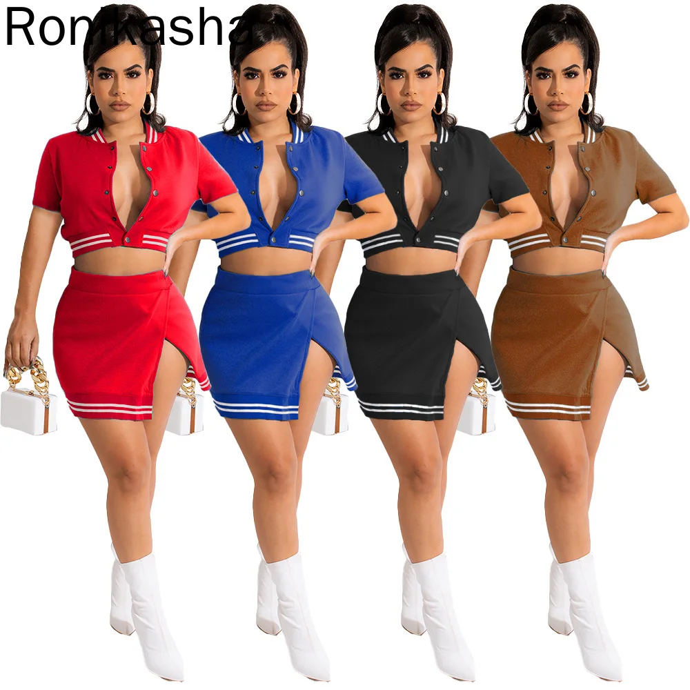 

Женское облегающее мини-платье из двух предметов, пикантный комплект с отложным воротником, коротким рукавом, разрезом на бедрах, Клубная о...