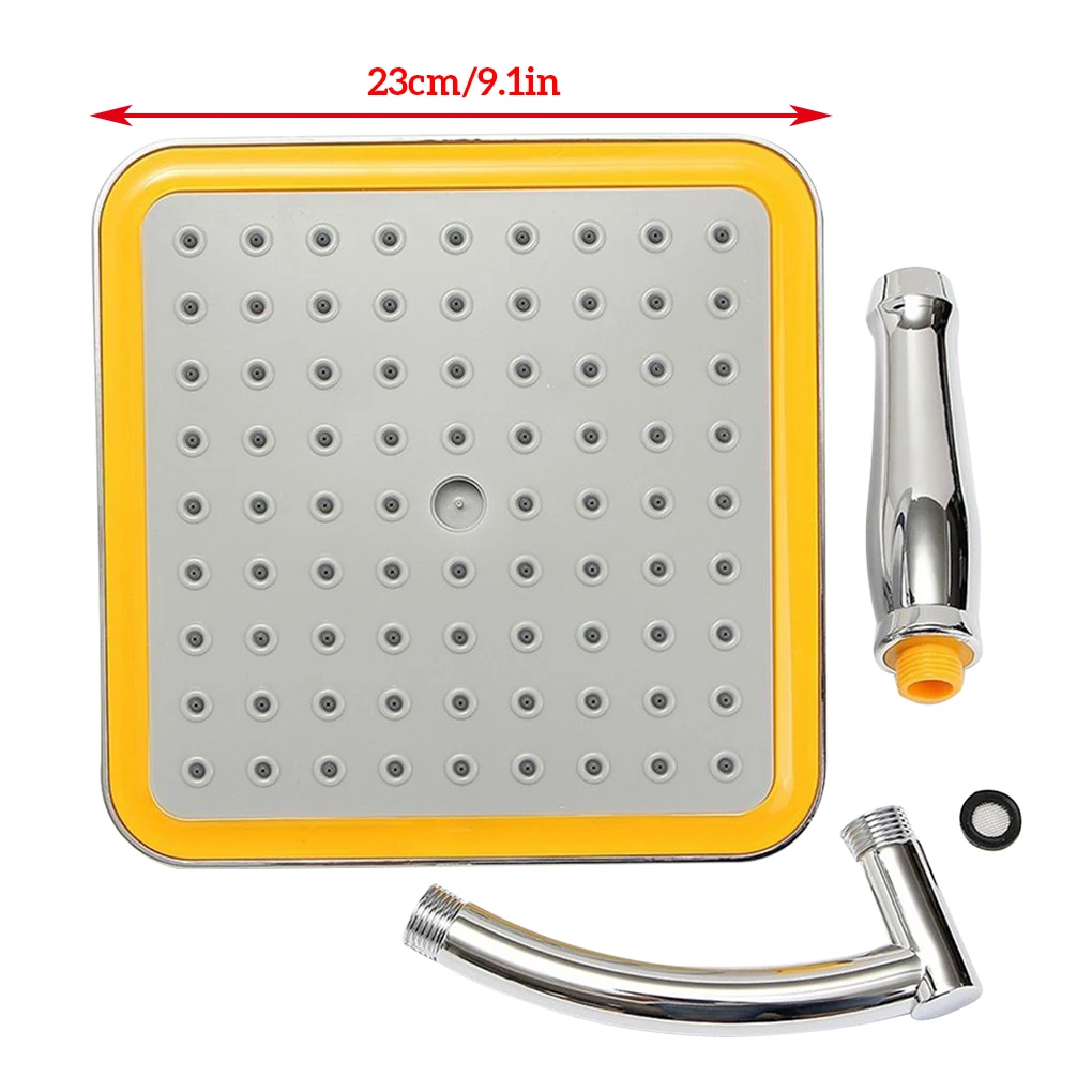 

RecabLeght 9 Inch Rotate 360 Degree Bathroom Rainfall Shower Head ABS Water Saving Shower Extension Arm Hand Held Shower Head