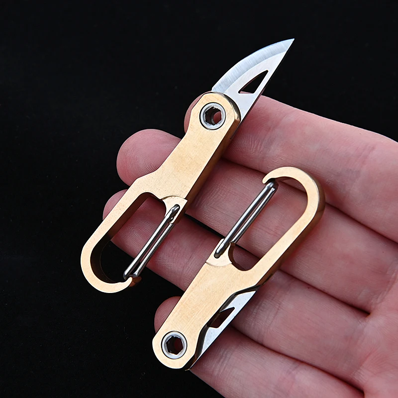 

Brass Folding Pocket Knives Outdoor Portable EDC Knife Self Defense Survive Key Knife Gift Unpacking Express Artifact Multi-tool