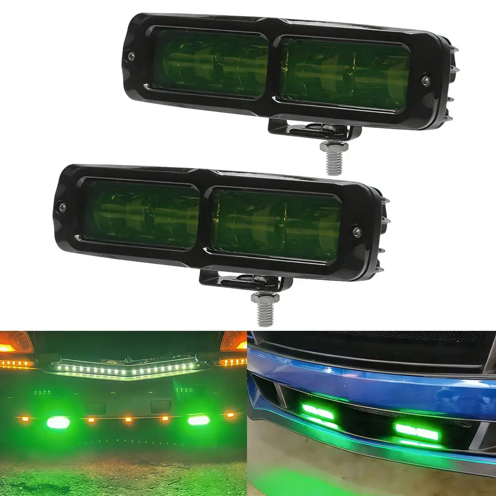 Фото Легкоустанавливаемая светодиодная рабочая фара (LED) 10-30В постоянного тока для квадроциклов/вездеходов, лодок, бытового использования, водонепроницаемая, с монтажными аксессуарами, зеленая линза №1