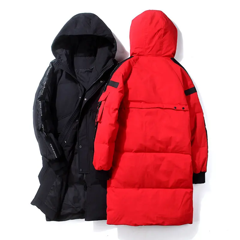 Winter Down Jacket Men Korean Version Medium and Long Tide Warm and Thick Slim Fit White Duck Down Parka Windproof Jacket Men