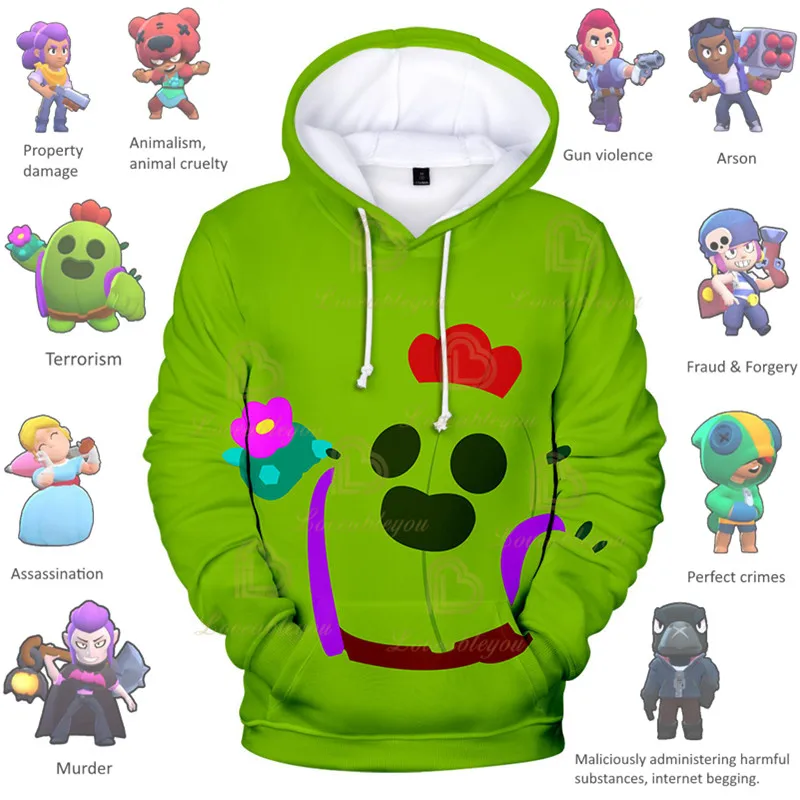 

Green Spike Boys Girls Browlingss Boys Girls 3D Hoodie Sweatshirt Stars, Kids Shoot Game Cute Cartoon Clothing Birthday Gift