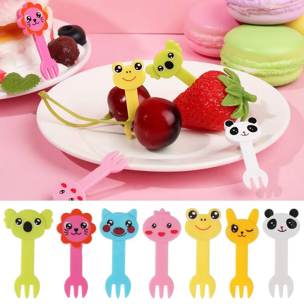 

7 шт./компл. мини-ферма с изображением животных, Мультяшные пищи, медиаторы для фруктов, Детская закуска, торт, десерт, вилки, аксессуары для о...