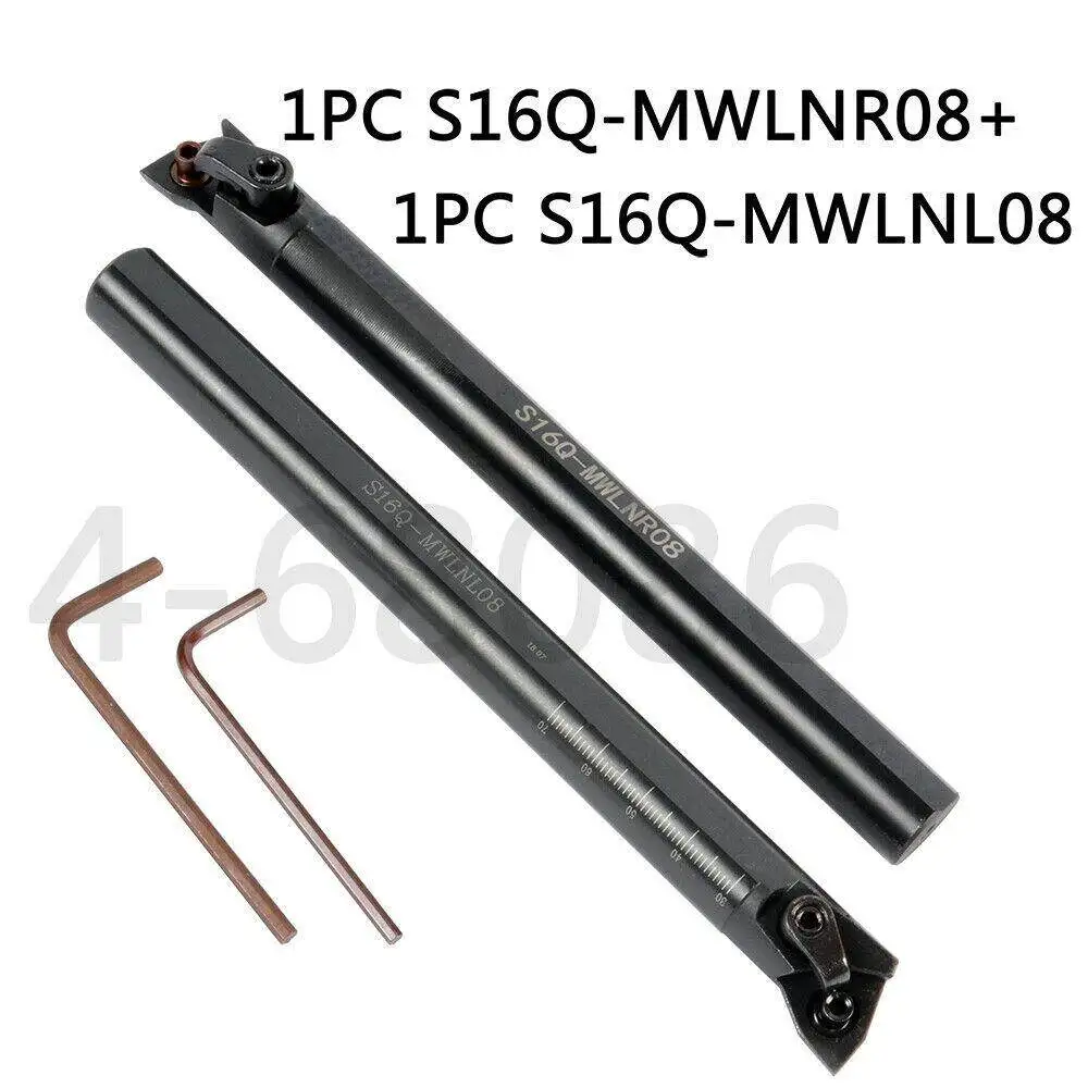 

2PCS Internal Tool Holder Tool S16Q-MWLNR08 + S16Q-MWLNL08 16*180mm lathe turning boring bars for WNMG0804