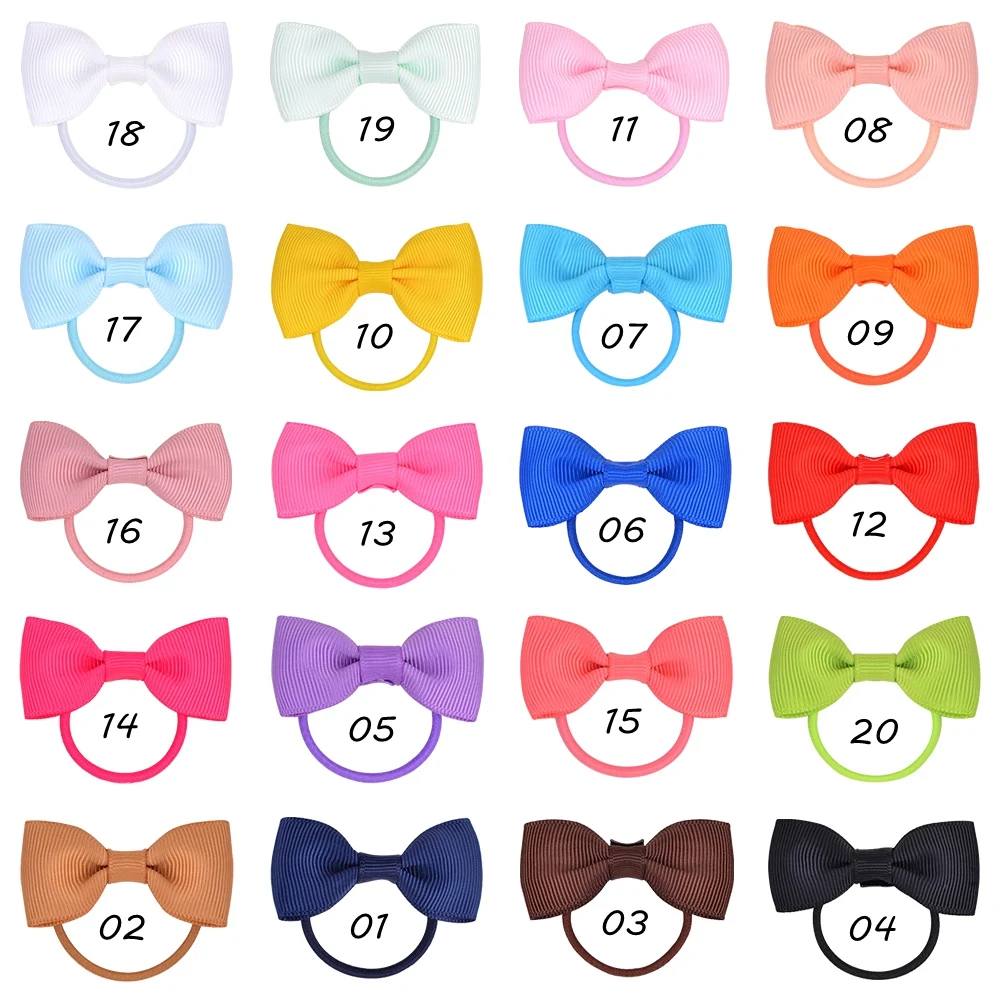 20pcs/lot Candy Color Hair Bows Elastic Scrunchie Hair Band for Kid Baby Girls Handmade Hair Rope Ponytail Holder Hair Accessory images - 6