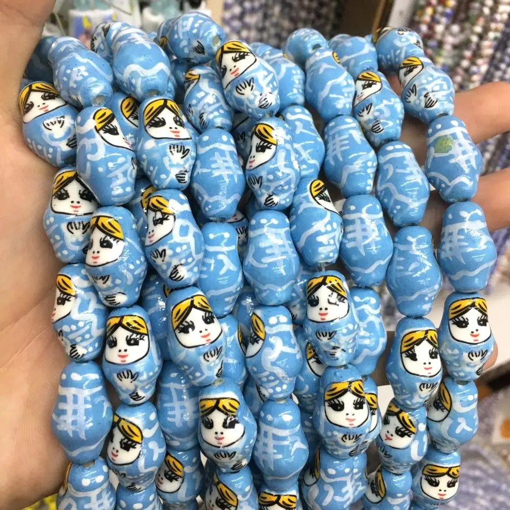 

Glass Multicolor Doll Bead Cute Lampwork Flower Porcelain Loose Beads For Jewelry Making DIY Bracelet Necklace Accessroeis