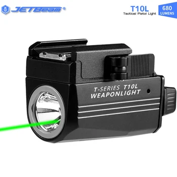 JETbeam T10L Rechargeable Tactical Pistol Light 600Lumens With 520nm Green /655nm Red Laser Flashlight Weaponlight Quick Attach