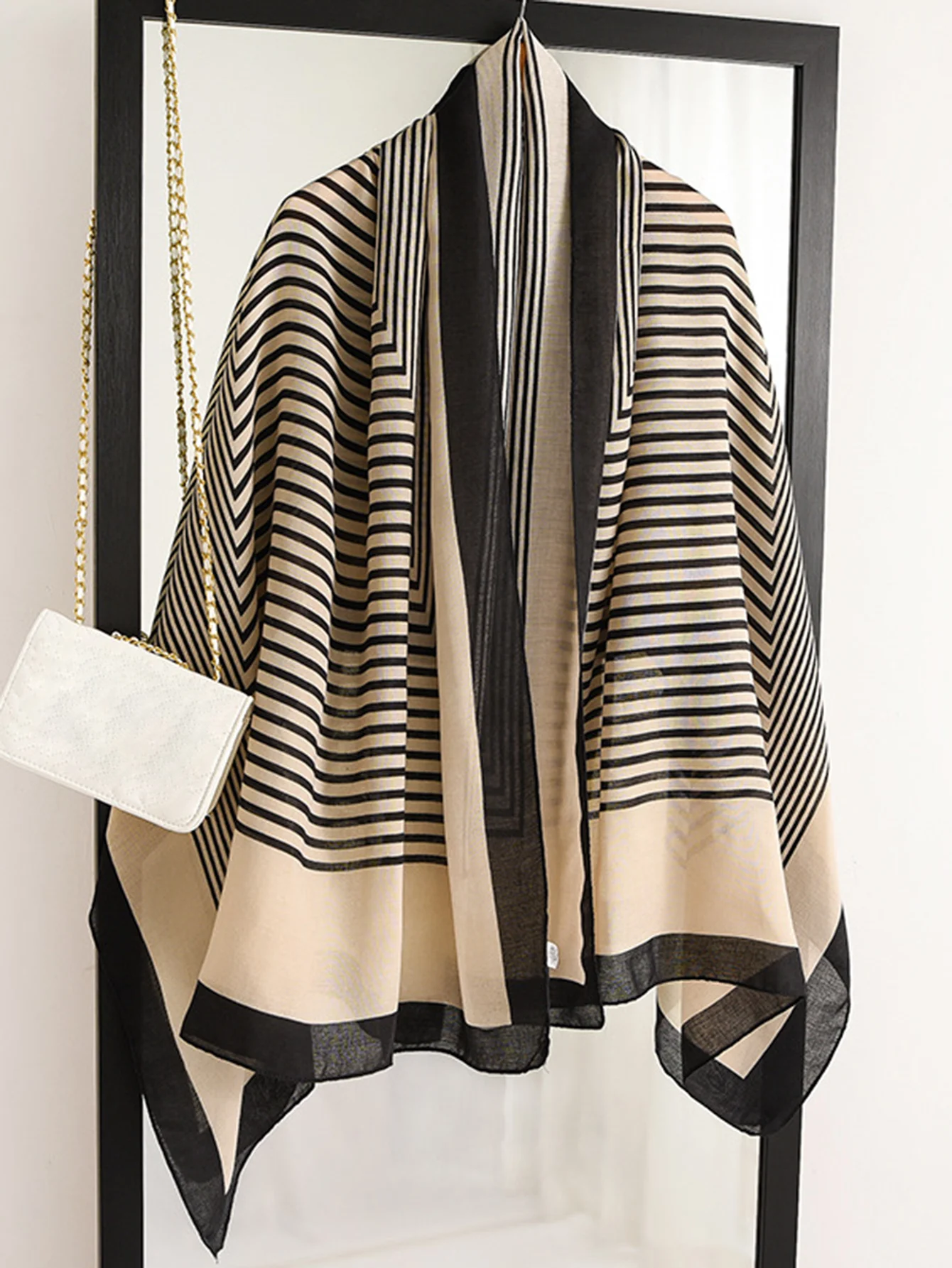 Женский хлопковый полосатый шарф пляжное полотенце с геометрическим принтом