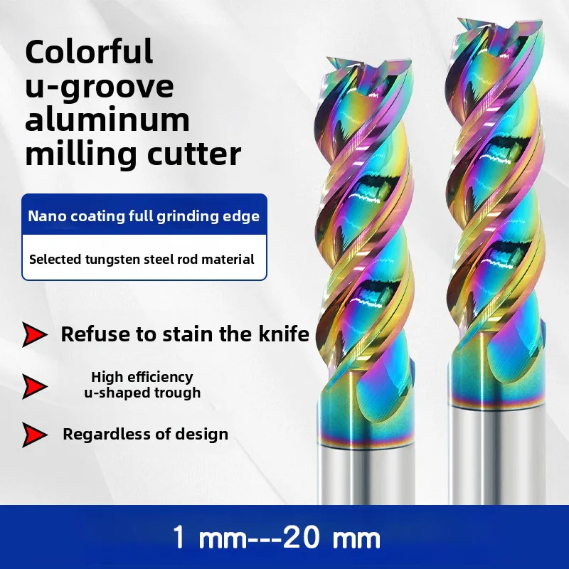 

Премиум HRC65 DLC Фрезерный инструмент для алюминия с цветным покрытием UGroove Концевая фреза из карбида из вольфрамовой стали с 3 канавками