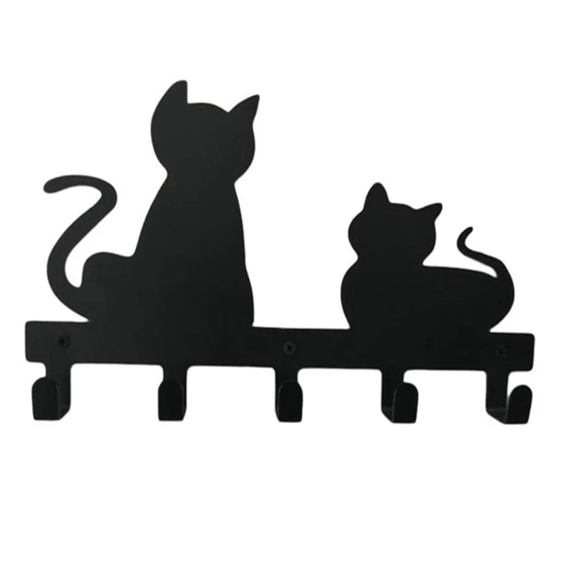 

Wall Mounted Coat Hooks Cat Shaped Hanger Punch Free Coat Rack Clothing Hooks Key Holder for Home Bedroom Decoration