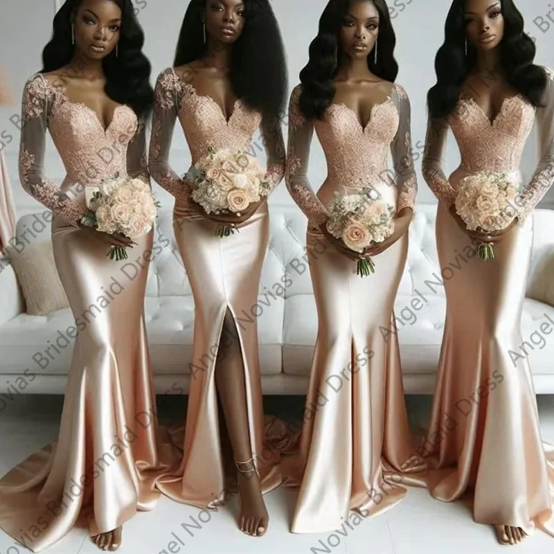 Платье подружки невесты Angel Novias светло-розовое атласное