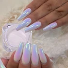 Жемчужный Блестящий Порошок для ногтей, зеркальный хромовый пигмент Aurora, белый, фиолетовый цвет, рандомный маникюрный Гель-лак, пыль, украшение для дизайна ногтей