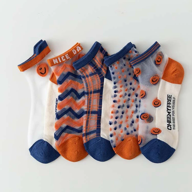 Summer Socks Cotton Bottom Mesh Lace Jacquard Klein Blue Card Silk Boat Socks