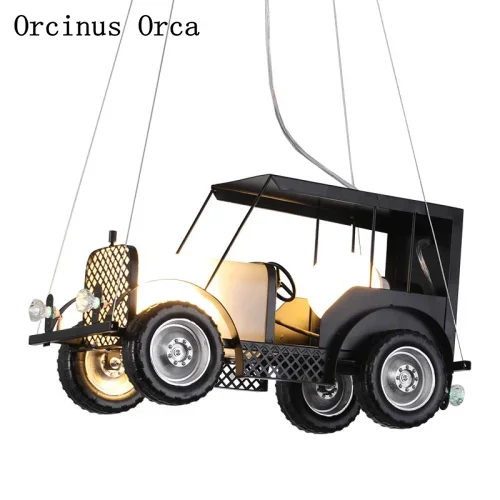 Retro-industrial style automobile chandelier dining room boys bedroom children's lamp creative LED iron pendant
