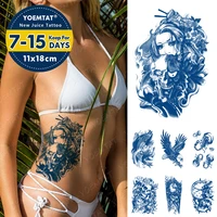 blue lasting ink juice waterproof temporary tattoos sticker beauty rose carp eagle scorpion skull body art fake tattoo men women