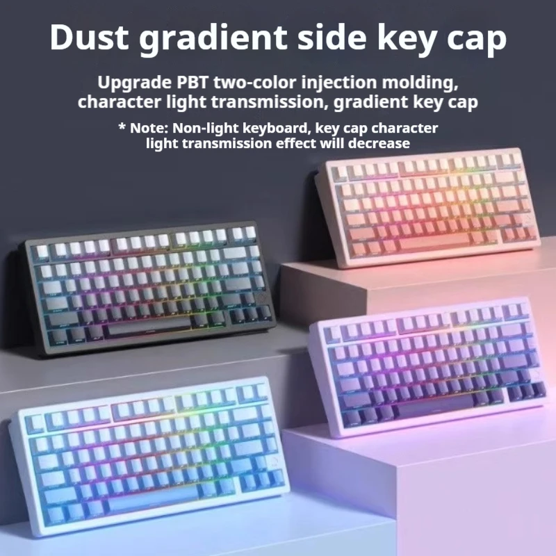 Прозрачная градиентная двухцветная боковая клавиатура с резьбой механическая