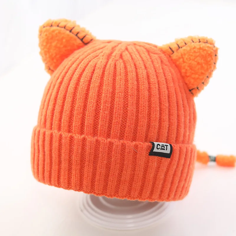 

Cute Cartoon Baby Beanie Hat Autumn Winter Infant Warm Knitted Cap Solid Color Cat Ears Toddler Boys Girls Crochet Hats