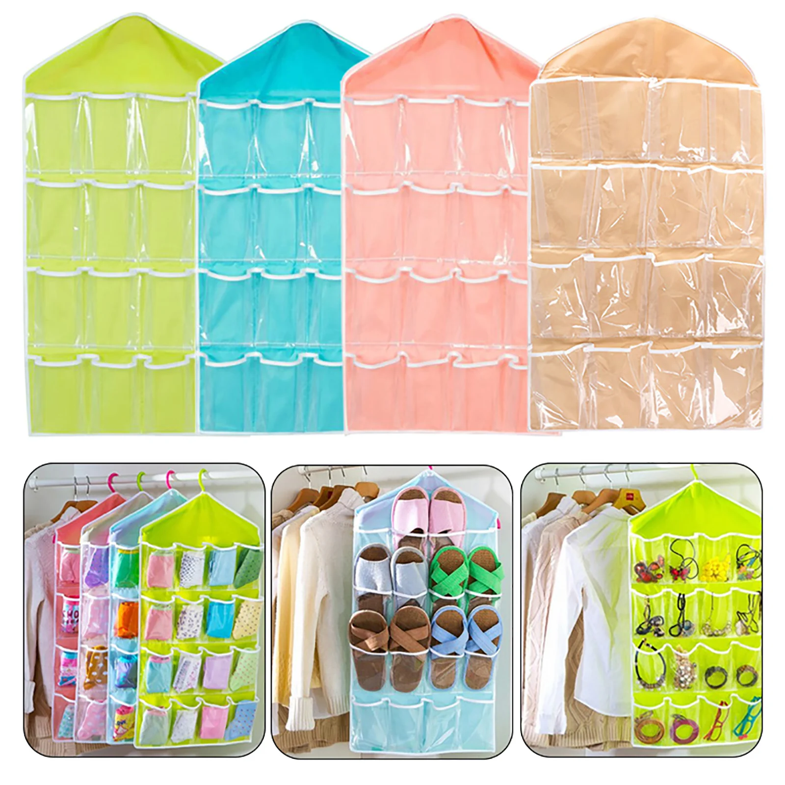 

16 Pockets Wall Wardrobe Hanging Organizer Socks Underwear Sundries Sorting Storage Bags Space Saver Wardrobe Organizer Bag