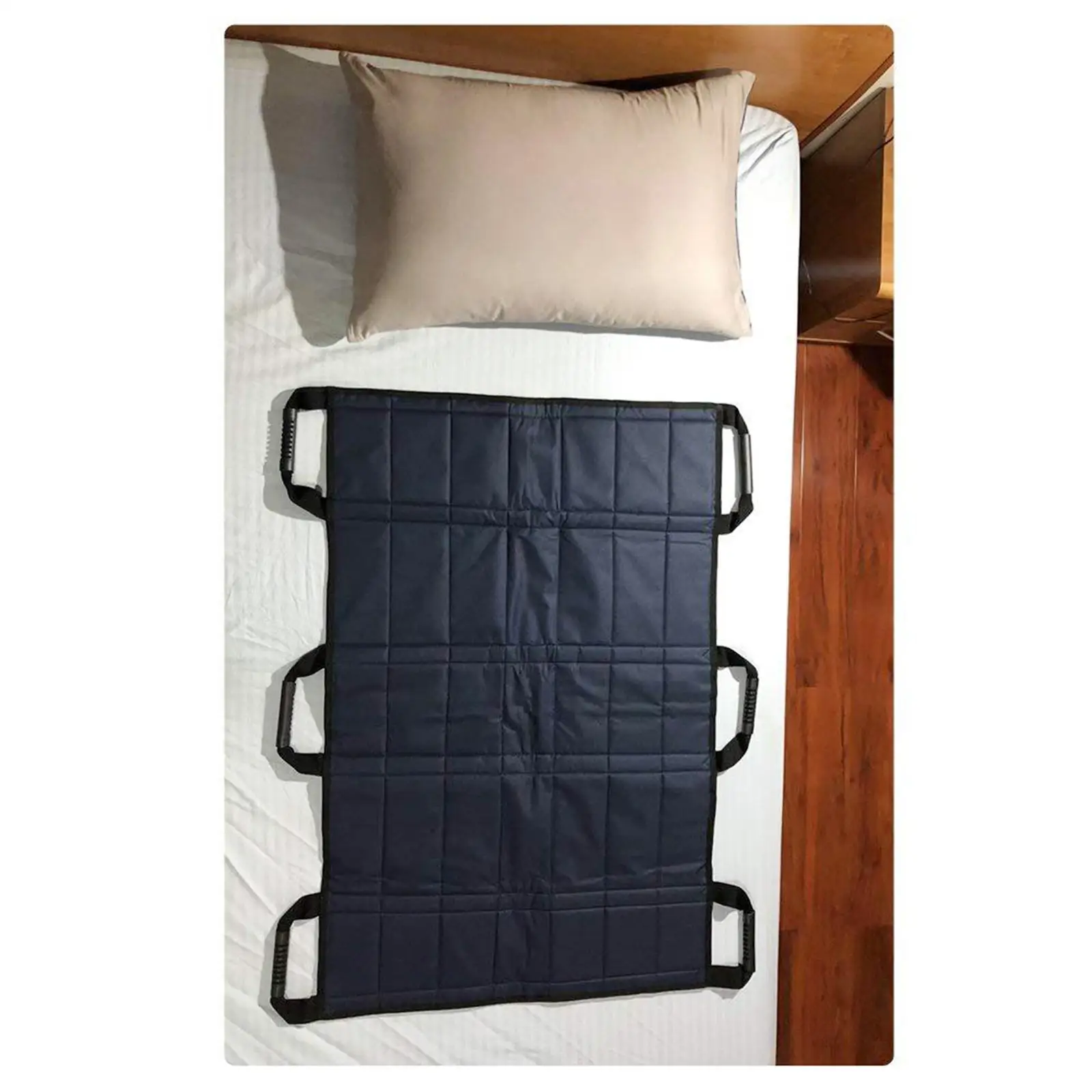 

Positioning Bed Pad W/Handles Foldable Durable Fabric Patient Sheet Transfer Board for Turning Lifting Bed Pad Dark Blue