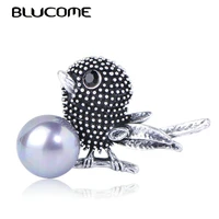 blucome vintage bird shape brooches simulated pearl retro animal brooch jewelry women girls party scarf suit pins accessories