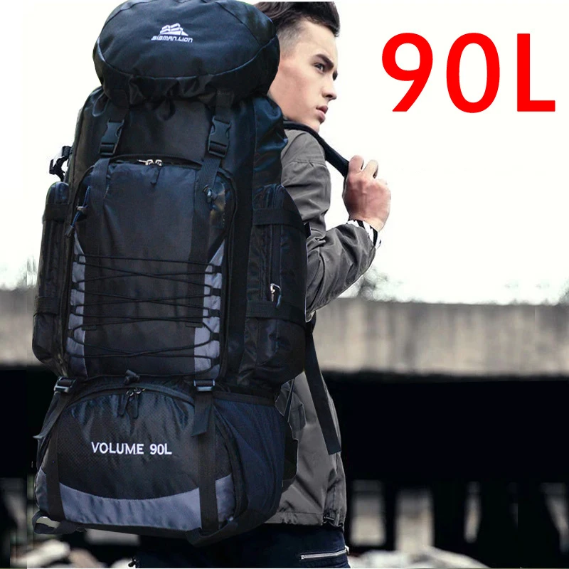 90L 80L Travel Bag Camping Backpack Hiking Army Climbing Bags Mountaineering Large Capacity Sport Bag Outdoor Military XA857WA