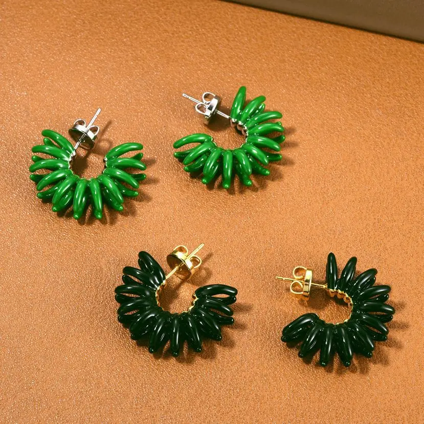 

Europe America Brand Irregular Blackish Green Earrings Women Famous Designer Luxury Jewelry Trend