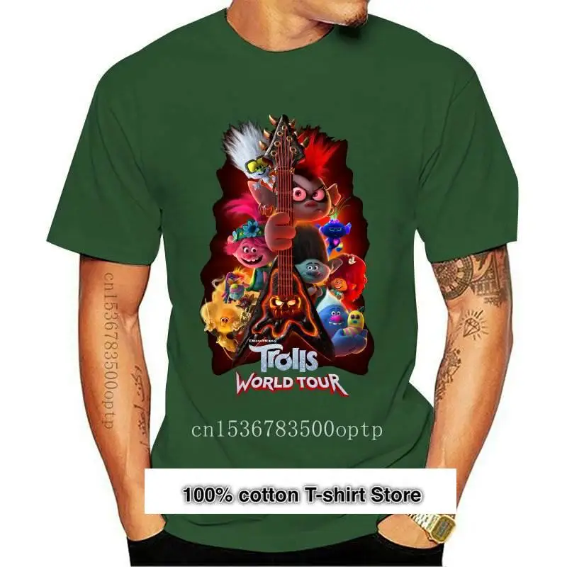 

Camiseta negra de algodón para hombre, póster de la gira mundial de Trolls, película, talla S, 5Xl, 2020