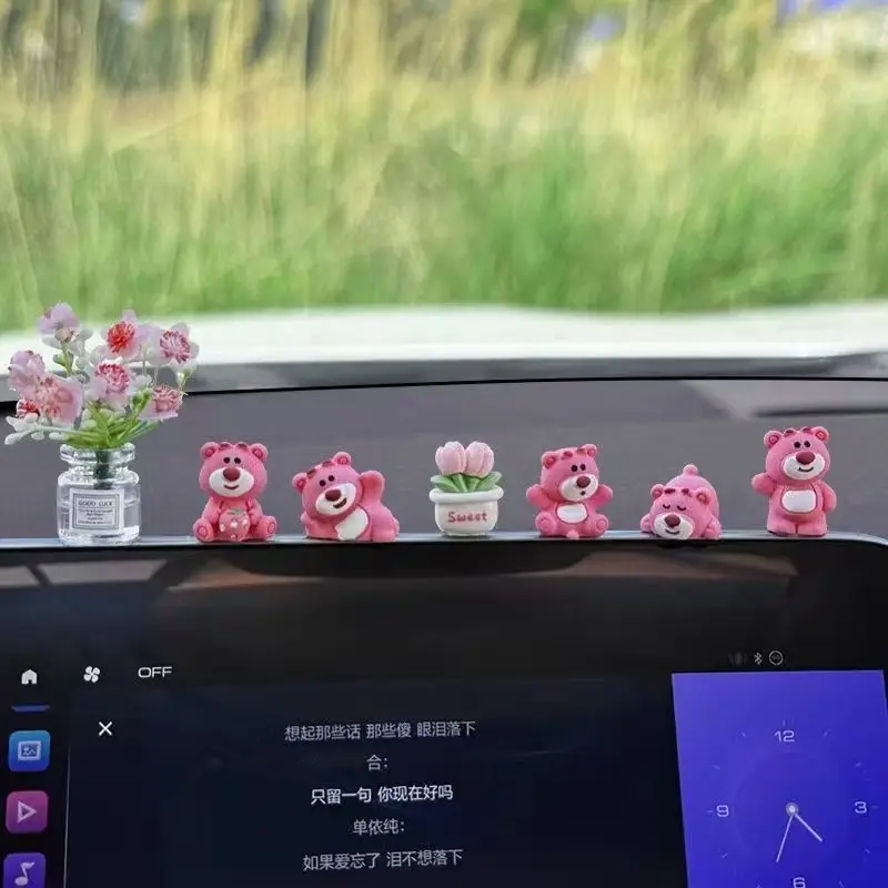 

7 шт., мини-медведь, имитация вазы, украшение автомобиля, украшение интерьера автомобиля, цветок, украшение центральной консоли, аксессуары для дисплея автомобиля