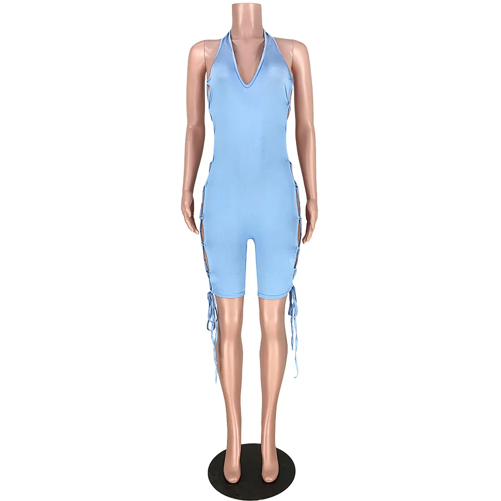 GL6265 Ladies Jumpsuit Summer Women's Sexy Streetwear Solid Color Strap Halter Sling Halter Sports Jumpsuit Women's Nightclub