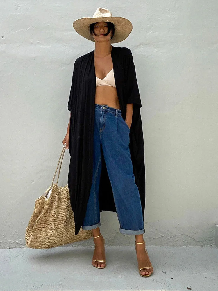 Белая накидка на бикини в стиле бохо парео из искусственного шелка с поясом