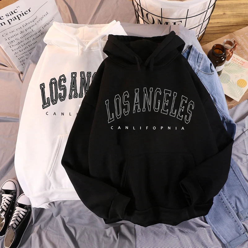 

Hip Hop Oversized Hoodies Los Angeles Letter Print Hoodie Tracksuit Sweatshirt 2022 Women's Sweatshirt Pullovers Female Clothing